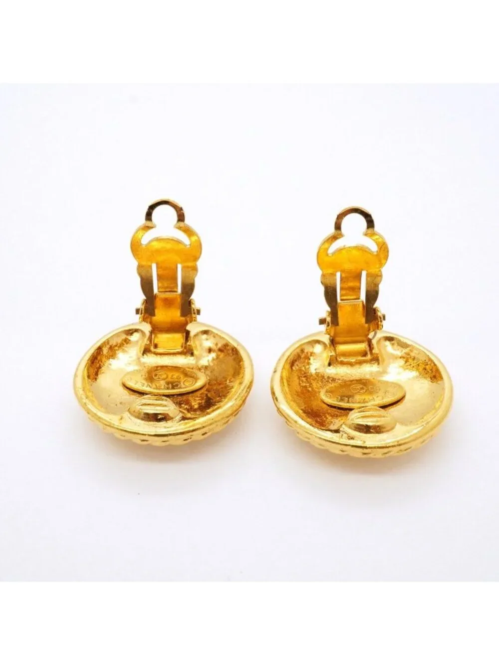 Chanel Earrings Vintage CC Logo Round